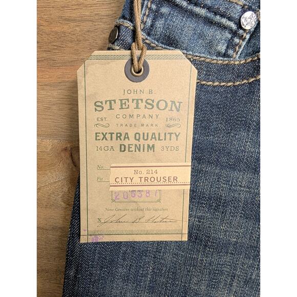 Stetson Straight Jeans Womens 4L Blue Denim Fitted Medium Wash "S" Back Pocket - Picture 5 of 5